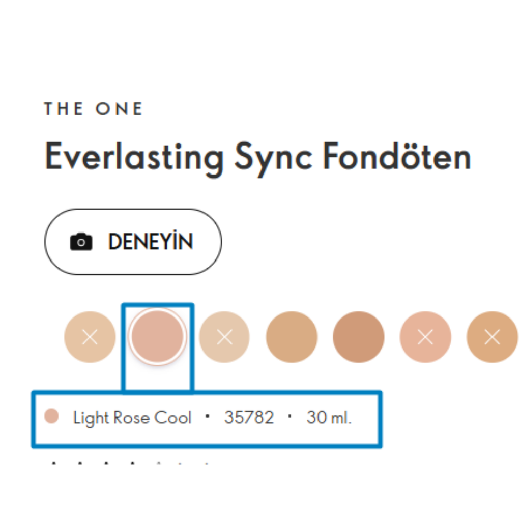 Oriflame THE ONE Everlasting Sync UVA Koruması Sağlayan Suya Dayanıklı Fondöten SPF 30 Light Rose Cool 30 ml