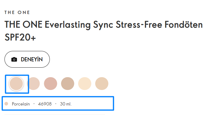 Oriflame THE ONE Everlasting Sync Stress-Free Fondöten SPF 20+ Porcelain 30 ml